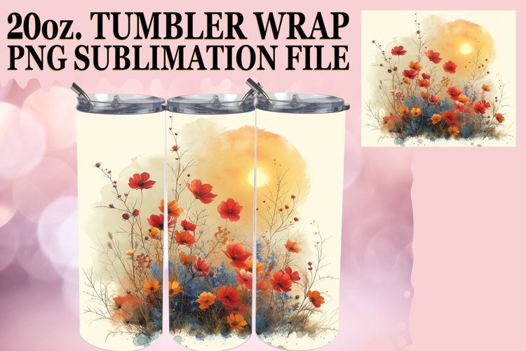 Beautiful Meadow of Flowers Tumbler Sublimation example image 1