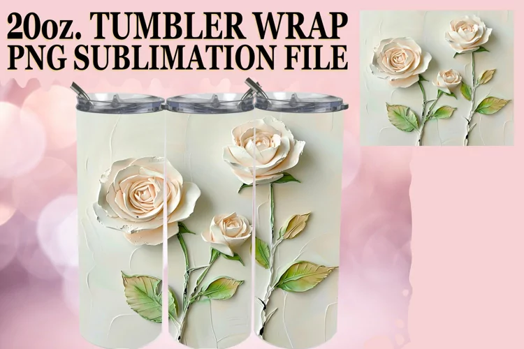 Elegant Bloom Bliss: Tumbler Wrap Sublimation