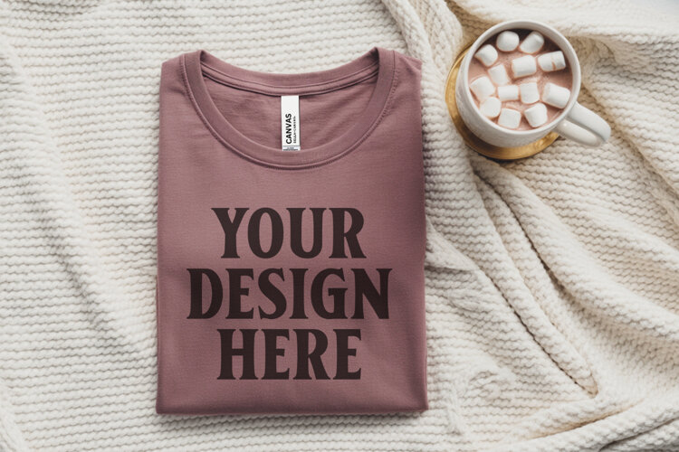 Christmas Bella Canvas 3001 Heather Mauve Folded Tshirt Mock example image 1