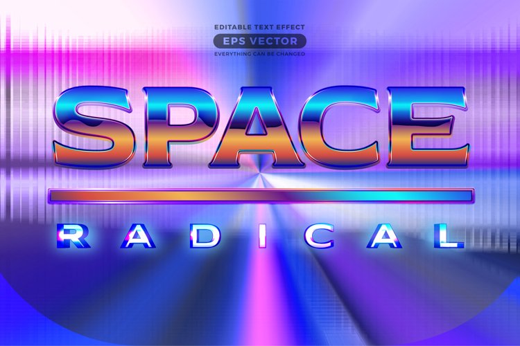 Space radical editable text effect retro style with vibrant