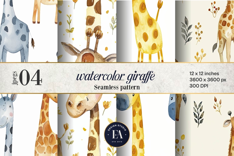 Watercolor Giraffe Pattern | Safari Animal Seamless Paper