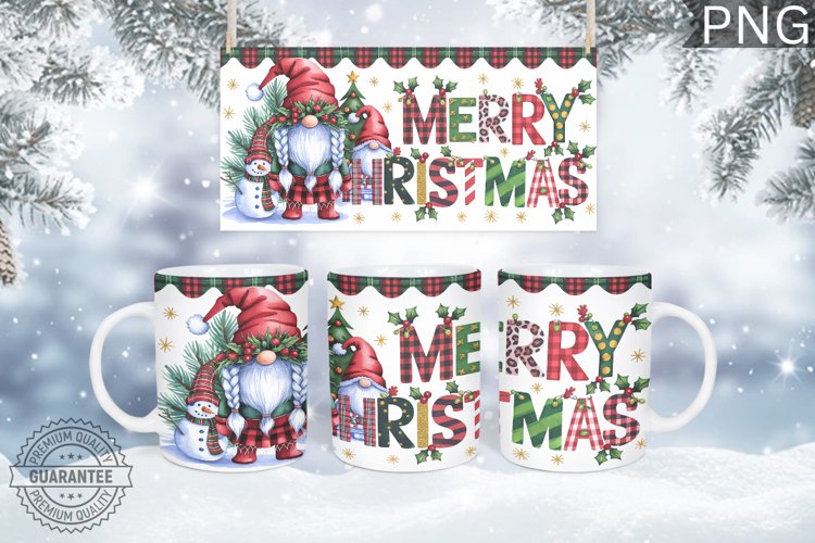 Merry Christmas Mug Wrap - Christmas Mug Sublimation example image 1