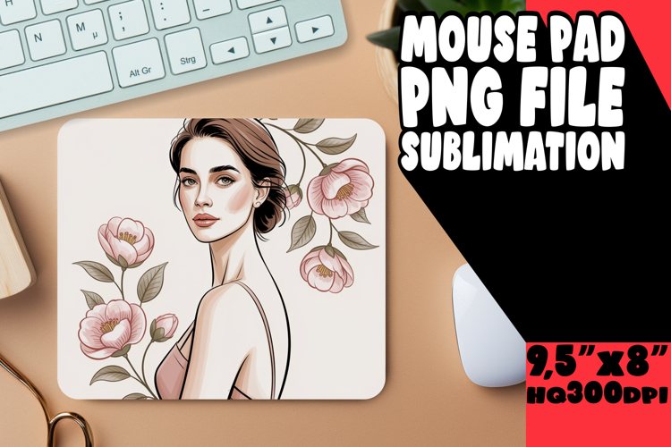 JOYFUL MOUSE PAD PNG ART, Beauty Woman