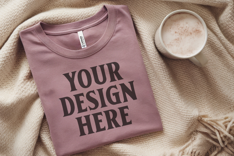 Christmas Bella Canvas 3001 Heather Mauve Folded Tshirt Mock