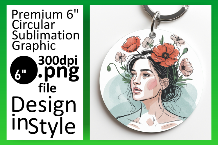 Bright Round Design for Sublimation , Beauty Woman