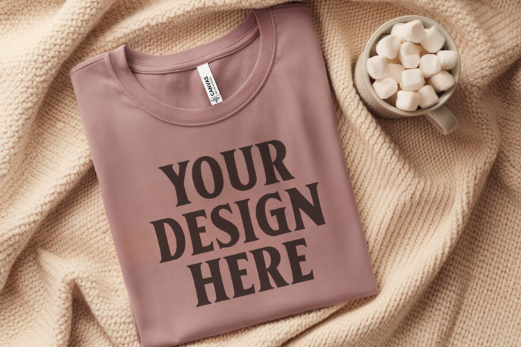 Christmas Bella Canvas 3001 Heather Mauve Folded Tshirt Mock