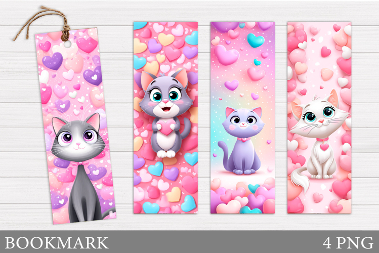 Valentines Cat Bookmark. Valentines Bookmark Printable