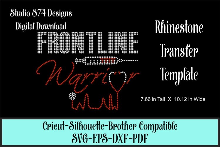 Frontline Warrior Rhinestone SVG Template example image 1