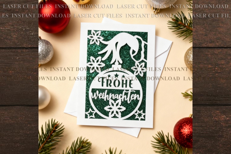Weihnachtskarte svg Weihnachtskarten Grinch Hand: für Cricut example image 1