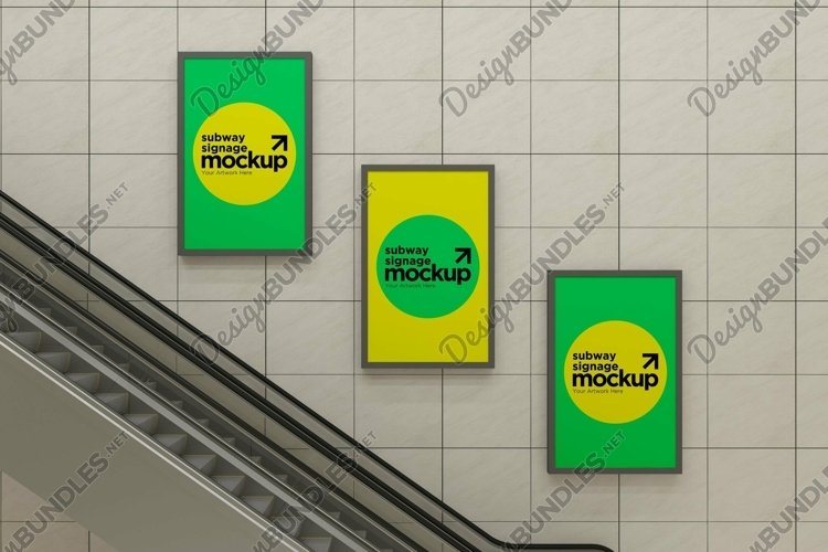 Subway Three Sign Mockup