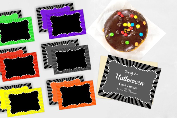 Blank Halloween Color Cards with Bracket Frames 24 PNG files example image 1