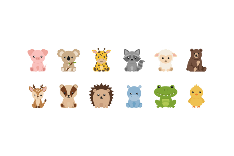 Cute Baby Animals Mega Bundle - 12 Kawaii Forest and Safari