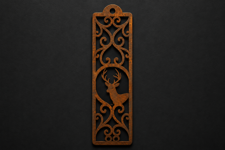 Elegant Deer Wooden Bookmark with Ornamental Scrollwork example image 1