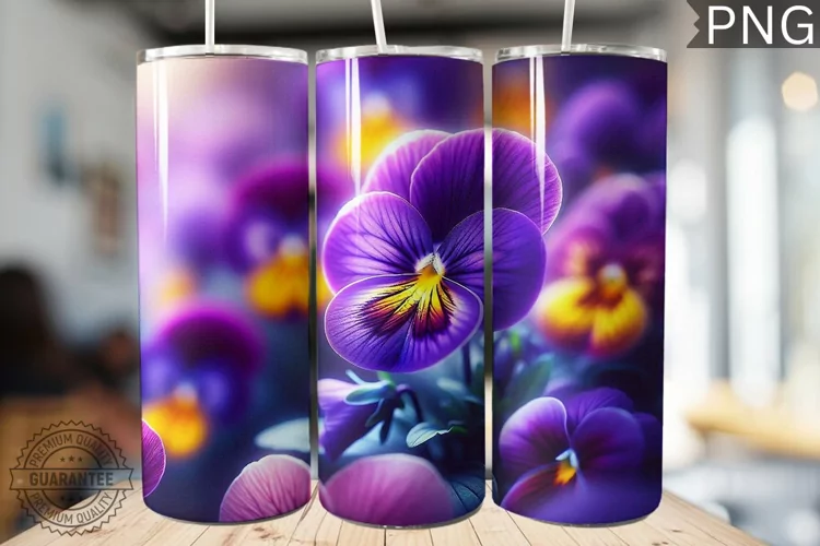 Pansy Flower Tumbler Wrap - Tumbler Design