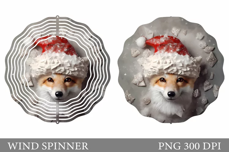 Christmas Fox Wind Spinner. Winter Fox Wind Spinner Design