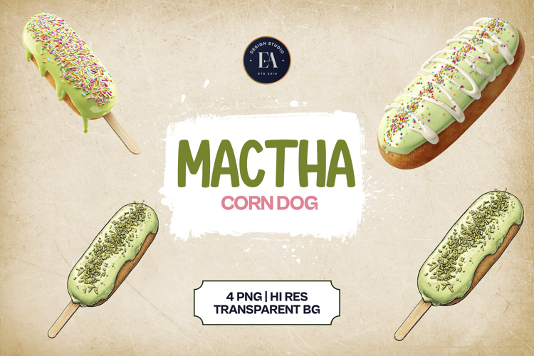Matcha Corn Dog Clipart Bundle 4 PNG