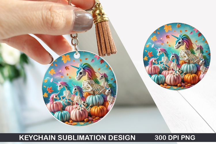 Unicorn Keychain Sublimation - Halloween Keychain PNG