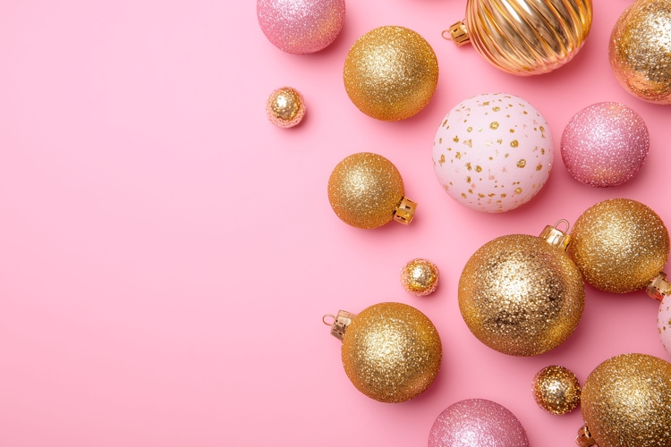 Glitter Christmas Balls Background, Holiday Background