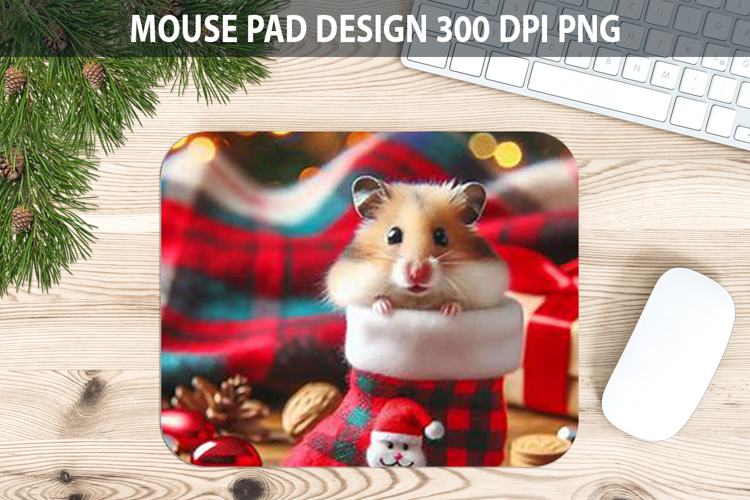 Christmas Mouse Pad Sublimation - Animal PNG Design