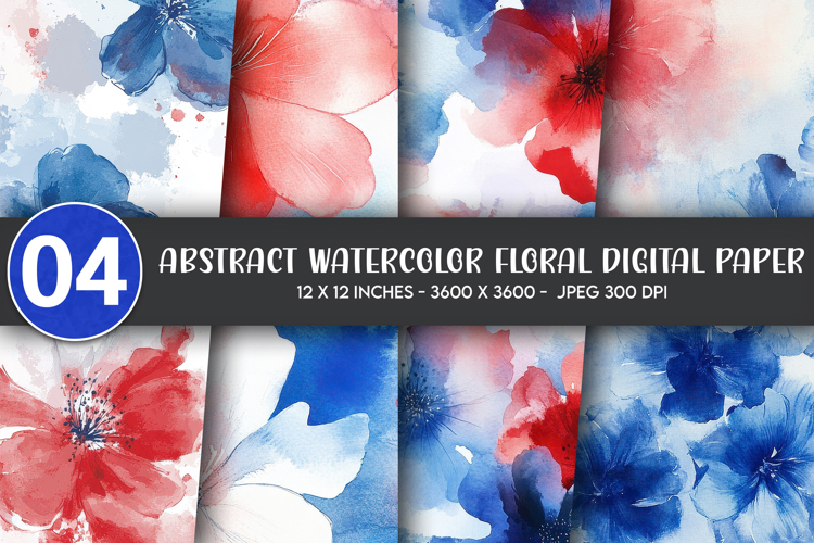 Abstract Watercolor Floral Digital Paper