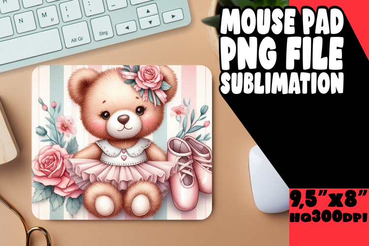 ENCHANTED MOUSE PAD FUN SUBLIMATION, Teddy Bear