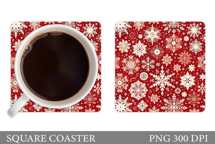Snowflakes Coaster Design. Watercolor Snowflakes Coaster