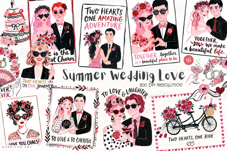 Summer Wedding Love Clipart example image 1