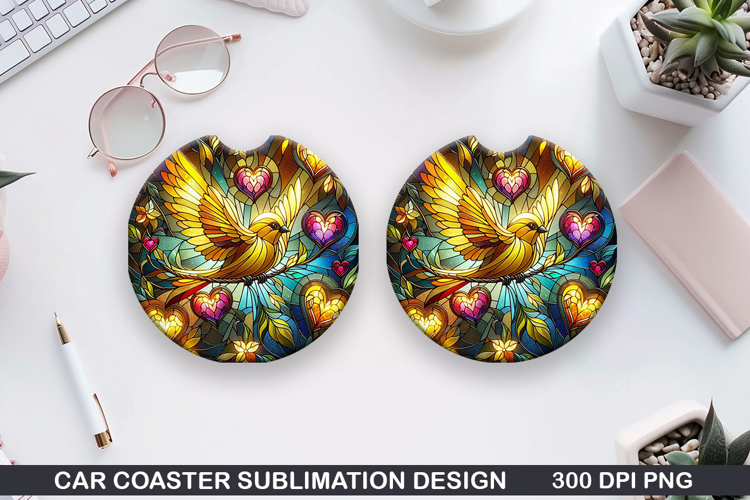Robin Car coaster sublimation, Valentines Coaster PNG