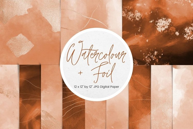 Orange Watercolour Digital Paper example image 1