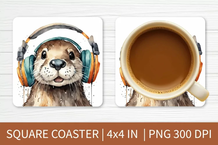 Square Coaster Sublimation Design | Animal Coaster PNG