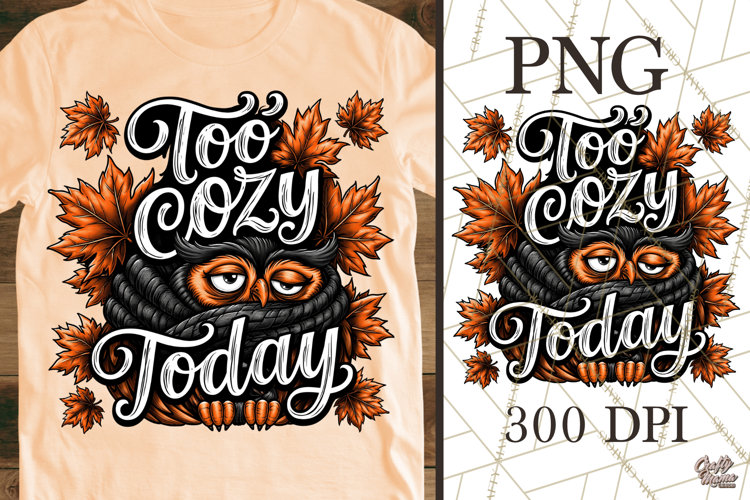 Too Cozy Today Owl PNG Funny Fall Sublimation Art