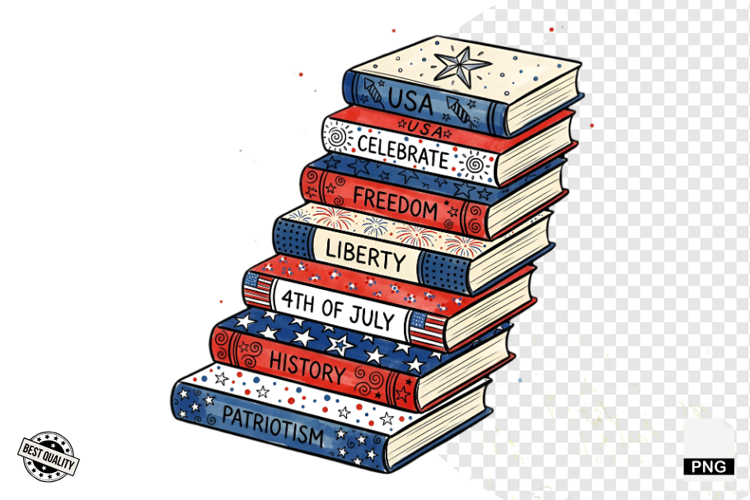 4th of July Books Reading Clipart example image 1