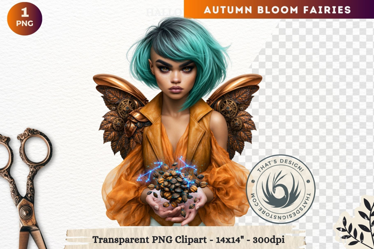 Autumn Bloom Floral Fairy Clipart, Mythical Fantasy PNG