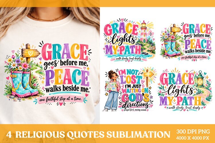 4 Religious Quotes Sublimation PNG example image 1