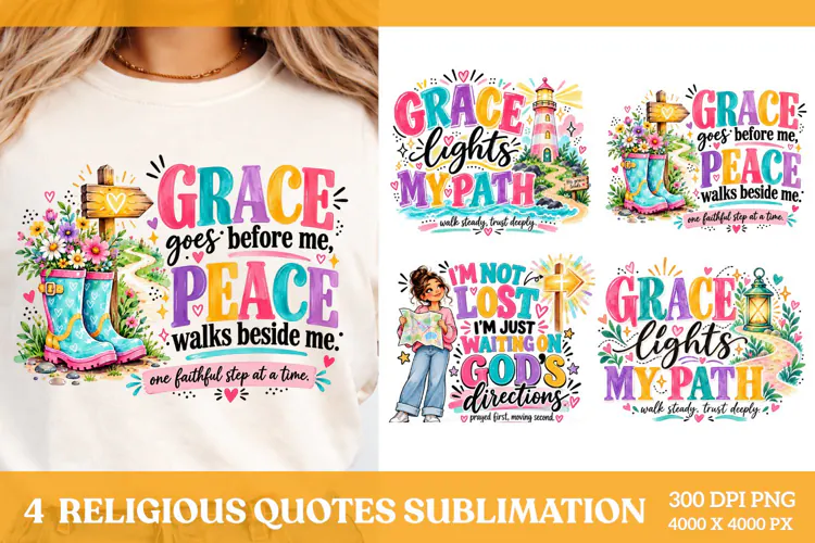 4 Religious Quotes Sublimation PNG