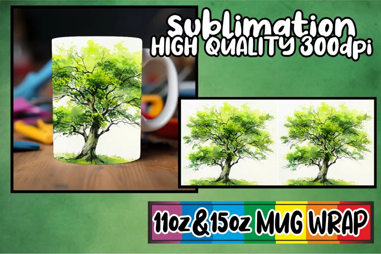 Tranquil Tree Mug Wrap - Sublimation 11oz 15oz