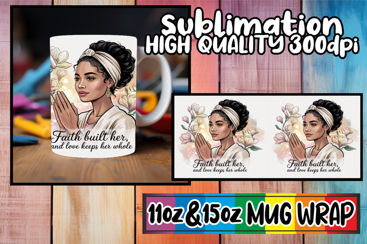 Unique vibes sublimation print wrap, Praying Woman