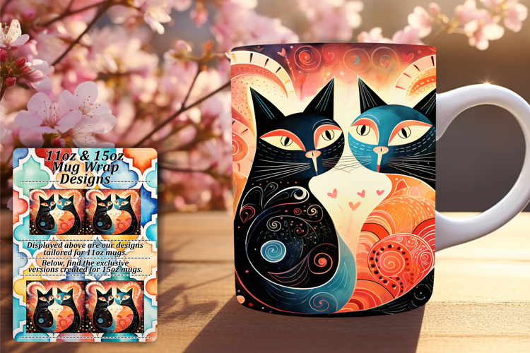 Radiant 15oz Png Mug Wrap Design , Cute Cat