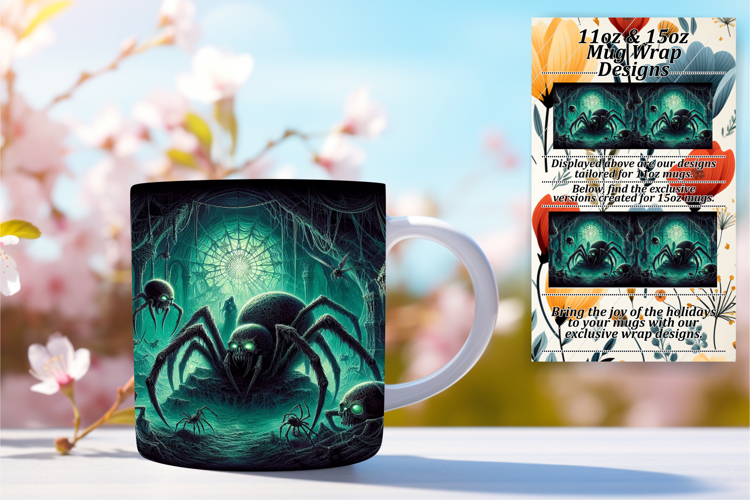 Graceful 11oz Mug Wrap Png Template , Horror Halloween