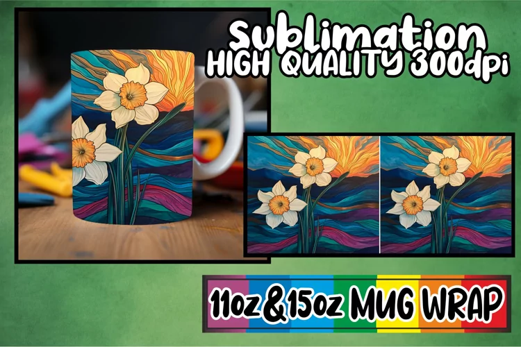 Retro Springtime Serenity: Mug Wrap Sublimation