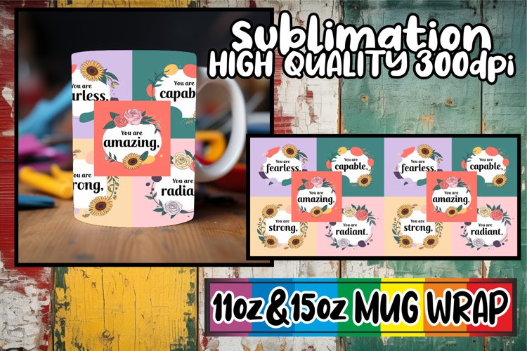Breathtaking style sublimation 11oz 15oz mug wrap, Quote example image 1