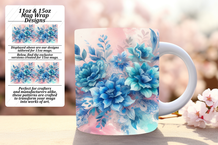 Playful 15oz Mug Wrap Png Artwork , Watercolor Patter