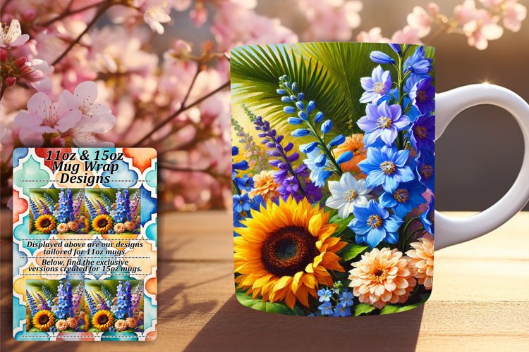 Stylish 11oz Mug Wrap Png Artwork , Flower