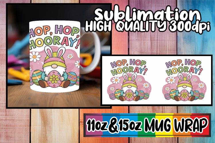 Captivating colors sublimation wrap, Easter Gnome