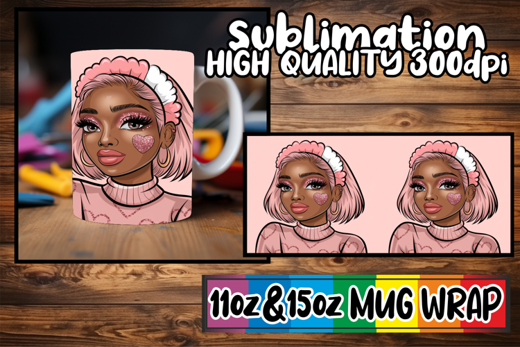 Lovely moments 11oz 15oz sublimation wrap, Afro Girl