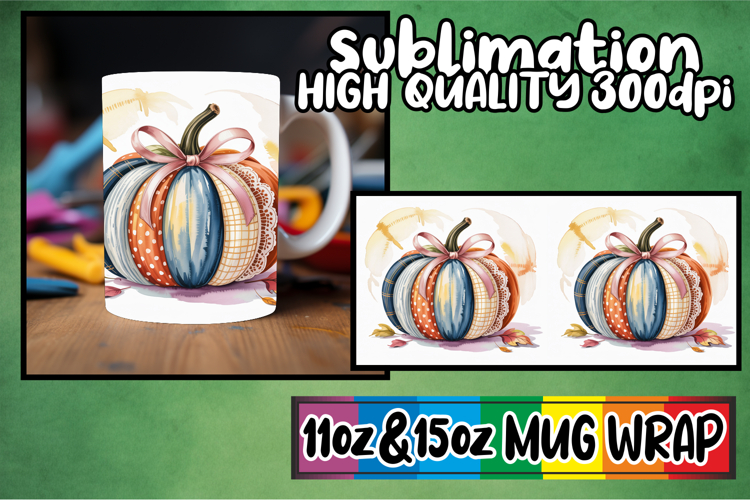 Joyful vibes 11oz 15oz sublimation wrap, Pumpkin Watercolor