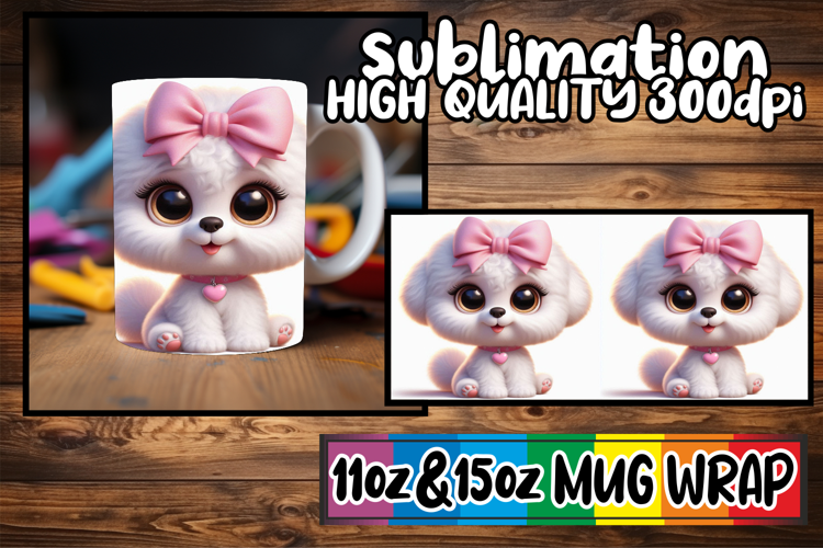 Heartfelt mornings 11oz 15oz sublimation wrap, 3D Dog