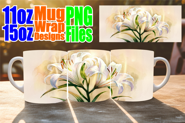Inspiring sunsets 11oz 15oz sublimation wrap, Flowers