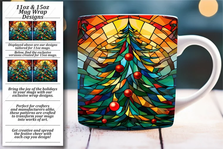 Glass Mosaic Xmas Mug: 11oz & 15oz