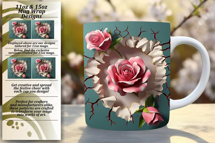 3D Springtime Floral Wall Mug Wrap